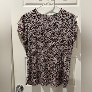 Adrianna Papell Pink and Black Patterned Blouse